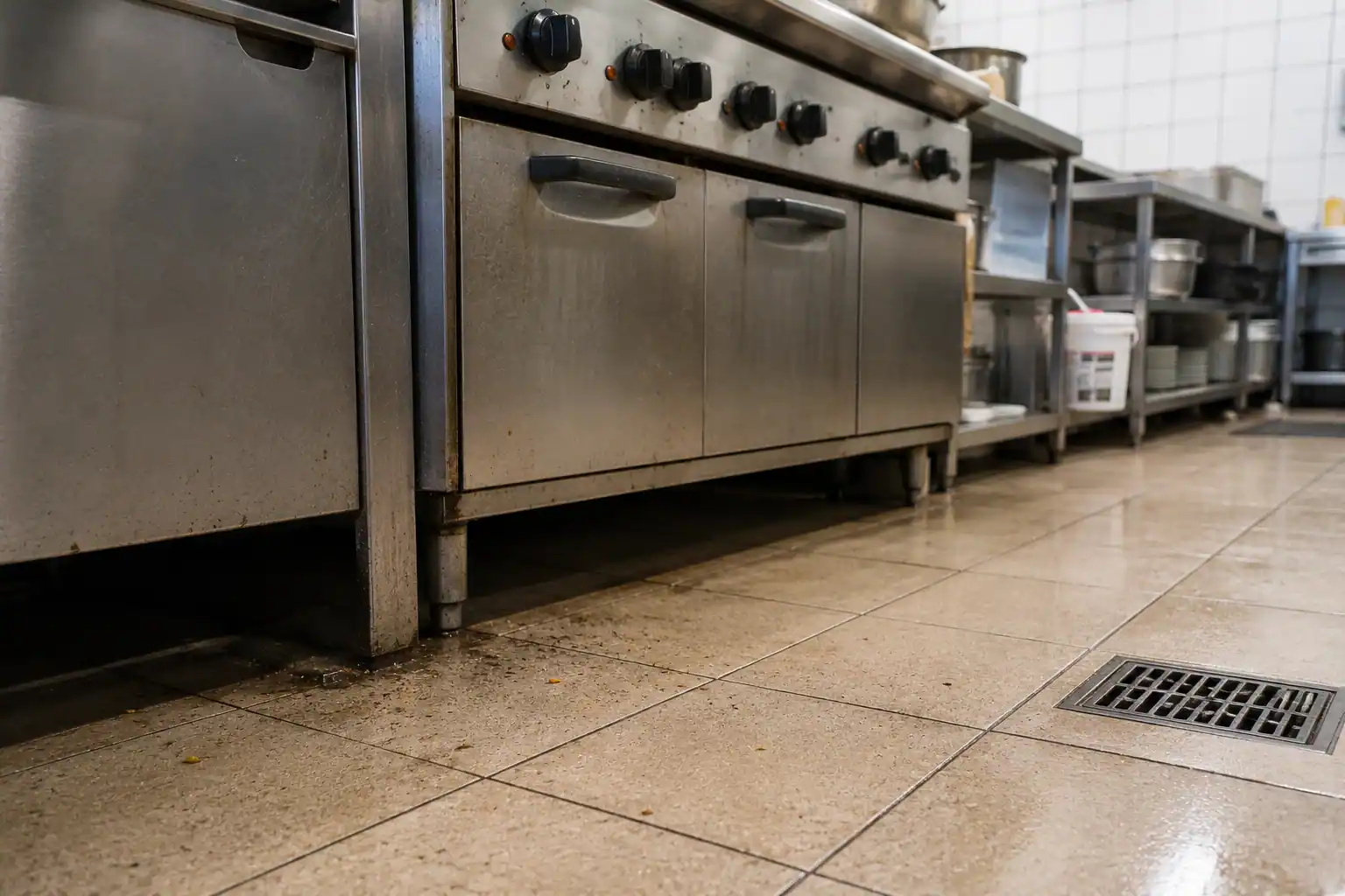 Clean professional restaurant kitchen prepared for a pest-control inspection
