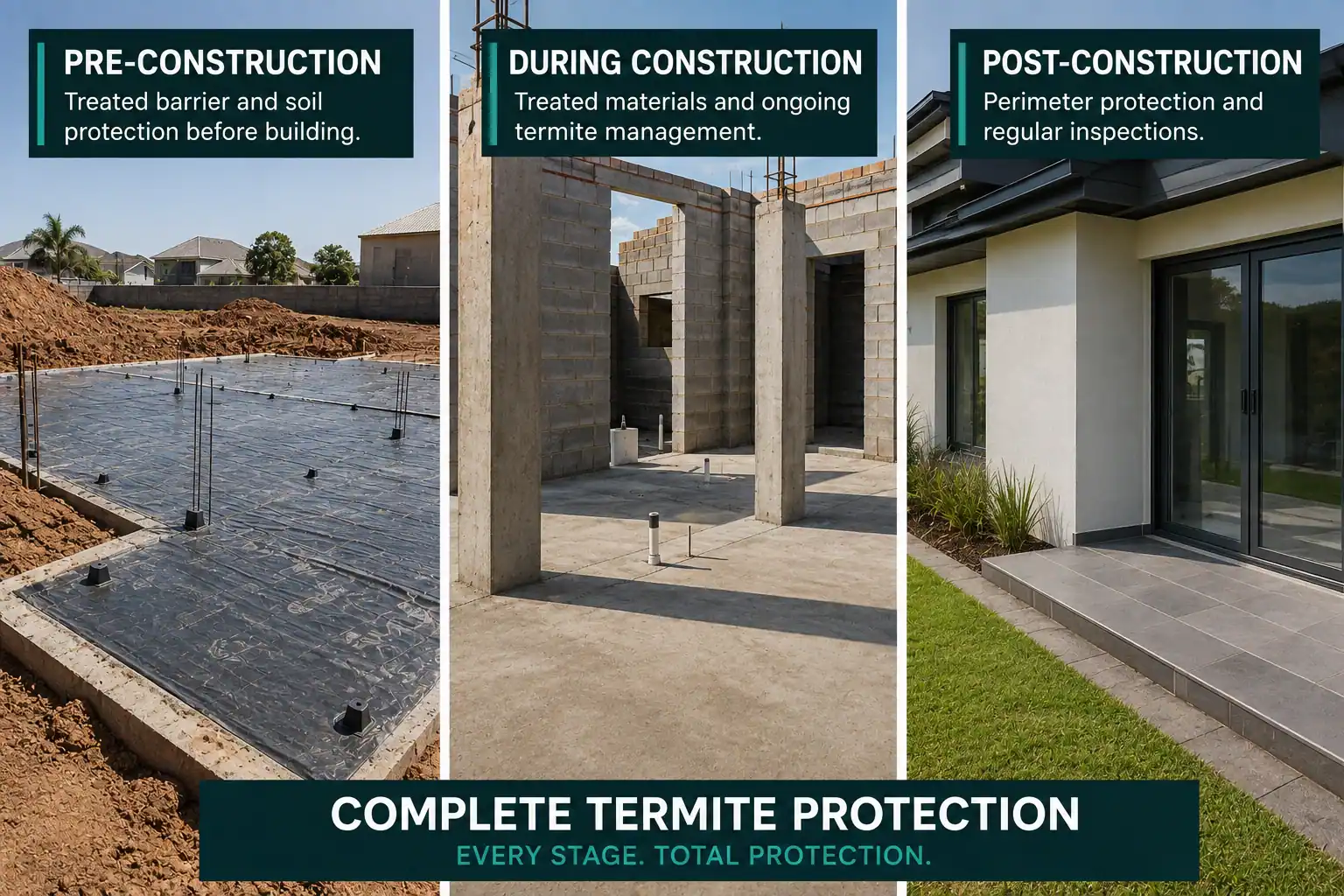 Foundation and ground-floor construction prepared for termite protection